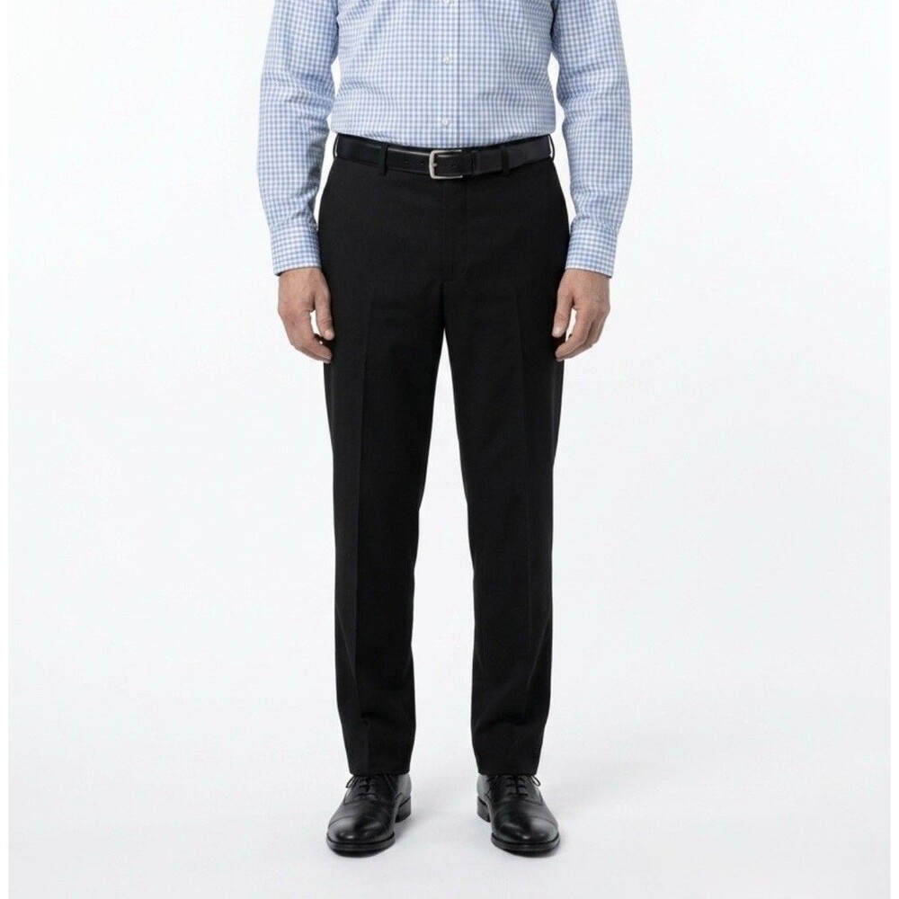 HAGGAR Black Comfort Classic Fit Dress Pants 38x30 Expandable Waist Flat Front